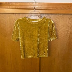 Urban Outfitters Urban Renewal Mustard Yellow Velvet Cropped T-Shirt Size M